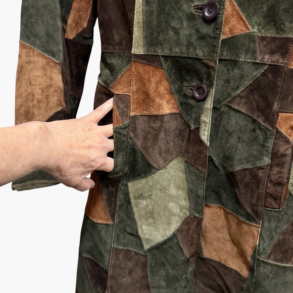 Bebe Womens Multi-color Suede Patchwork Belted Lined Vintage Tailcoat - Picture 6 of 9